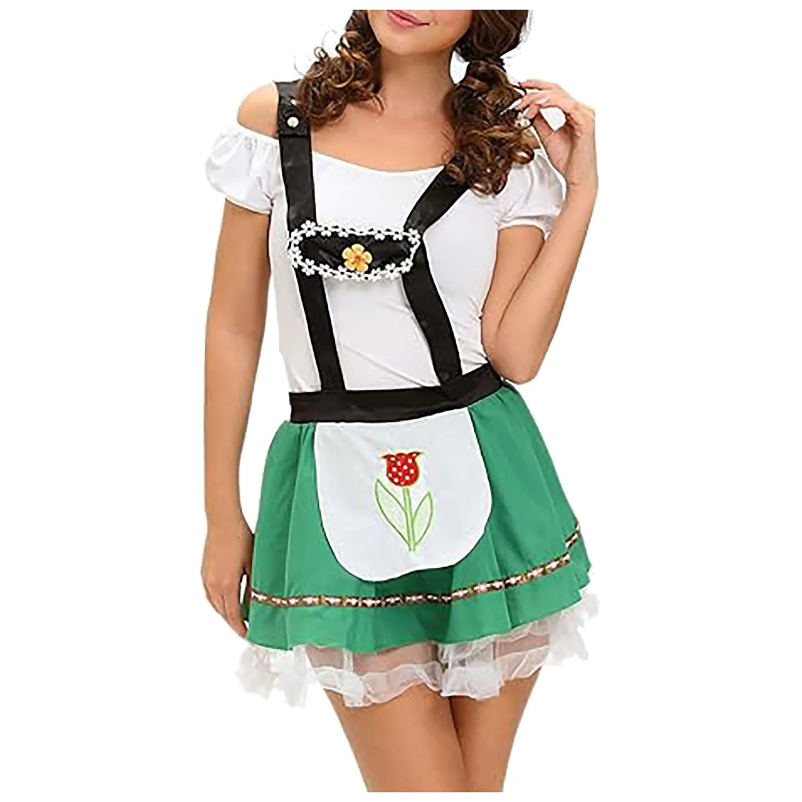 New Traditional Bavarian Oktoberfest Costumes Plaid Dirndl Dresses Women Apron Dress German Beer Wench Maid Cosplay Party Dress