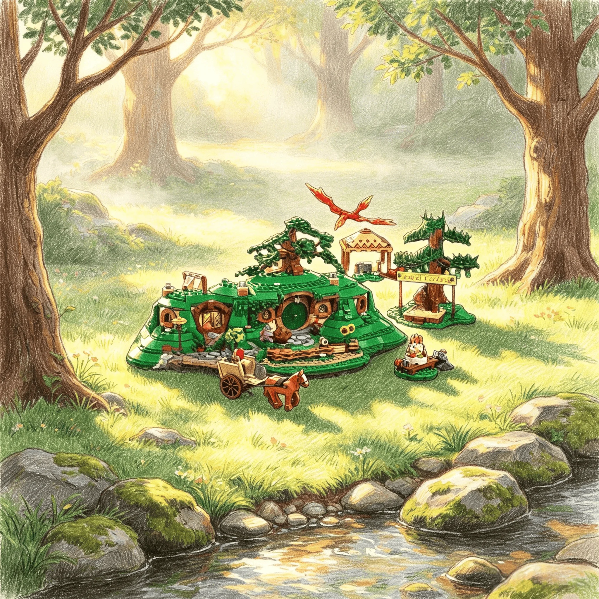 2017PCS the Rings Shire Hobbit Bag Bottom Hole Women and men Puzzle Building Blocks Toy Birthday Gift