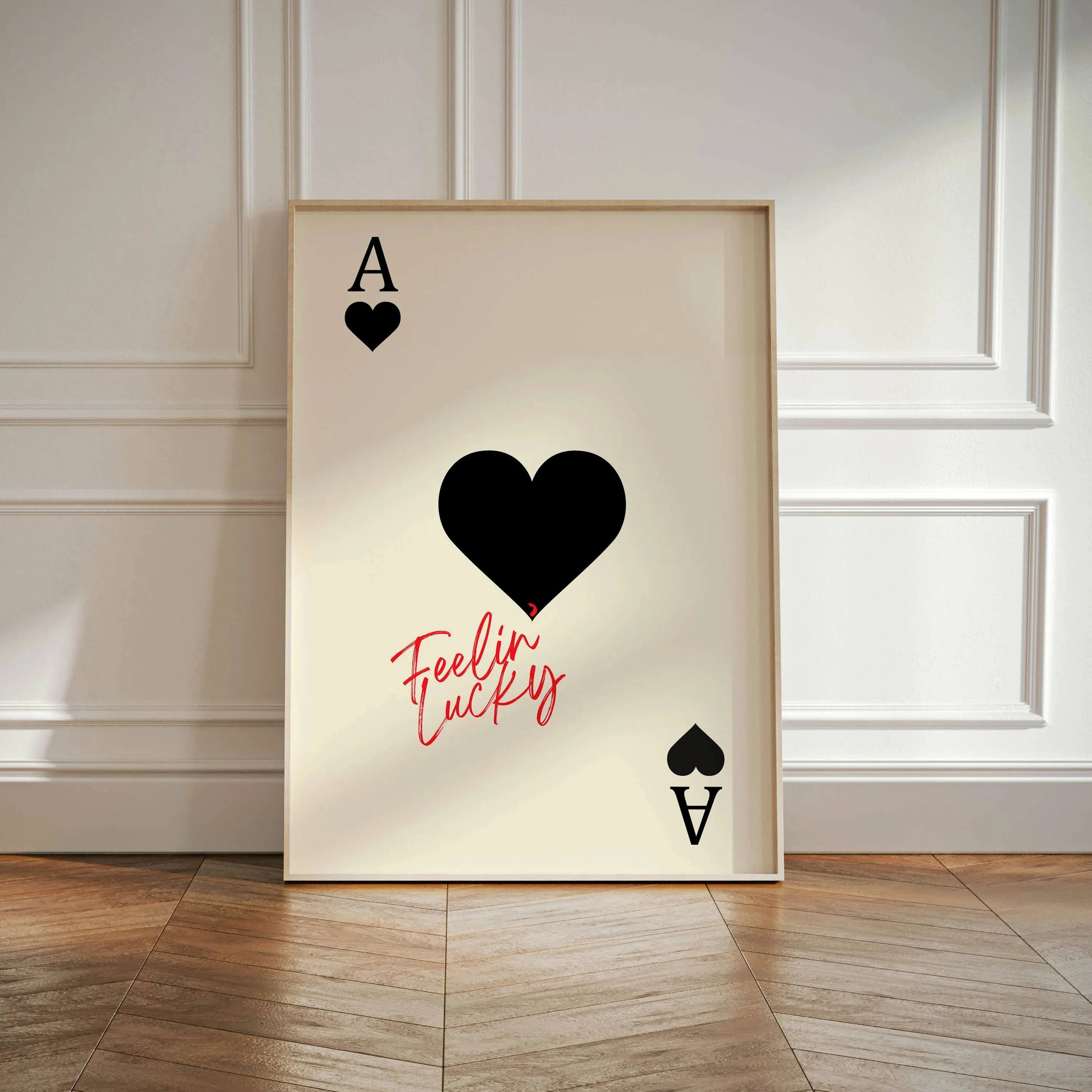 Fashion Feeling Luncy Heart Playing Card Canvas Print Lucky Me No. 8 Ball Cherry Food Wall Art Poster for Kitchen Home Decor