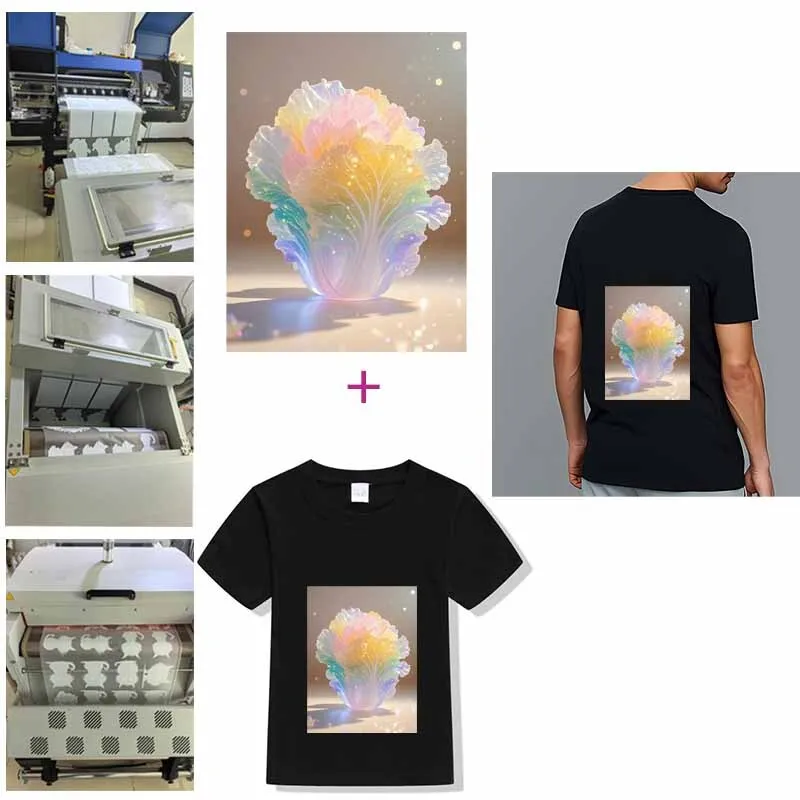 colour food Iron-on Transfer For Clothing DIY A-Level Washable T-shirts Thermal Stickers Beautiful Floral Patches Appliqued