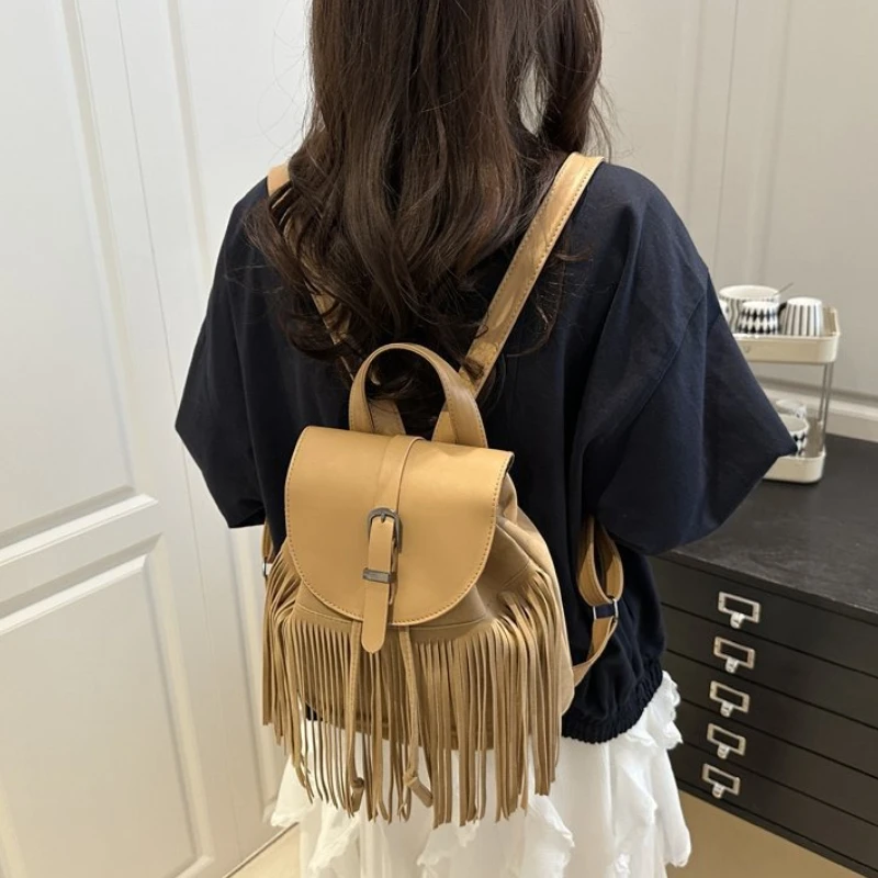 Tassel Backpack for Women Bucket Bag Retro Student Backpack School Bags Designer Bag Cute Backpacks Travel Bags Mochila Рюкзак