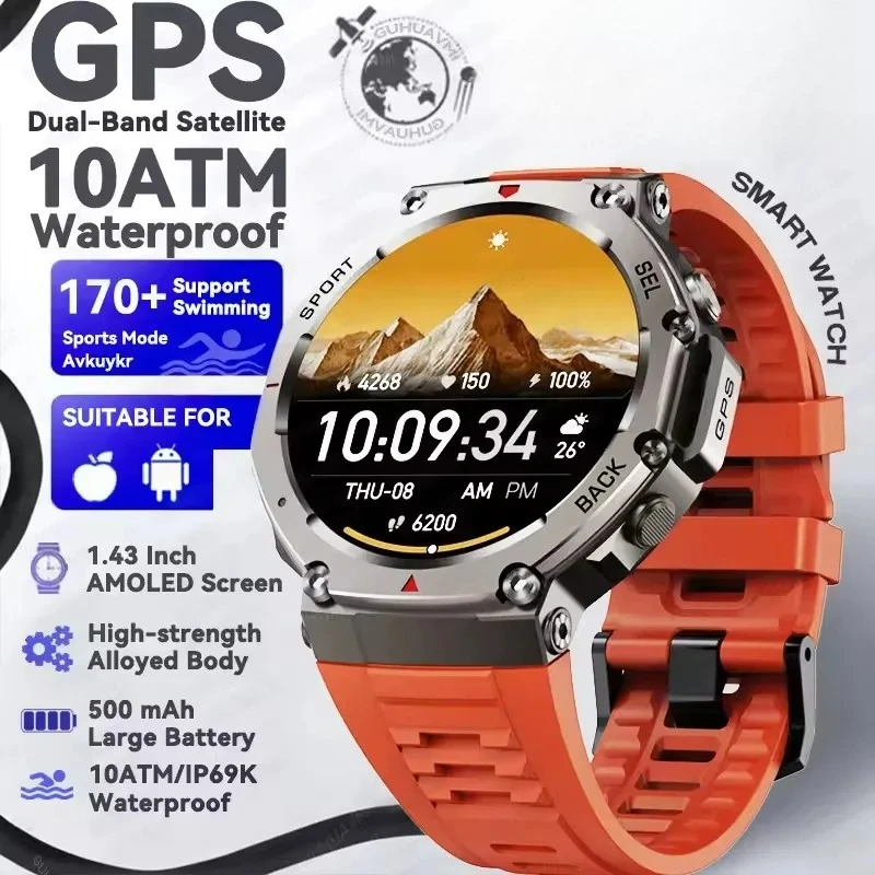 Xiaomi 2025 Nieuwe IOS Outdoor Smart horloge GPS Bluetooth Oproep 10 ATM Waterdichte Navigatie Tracker mannen Sport Fitness Smartwatch