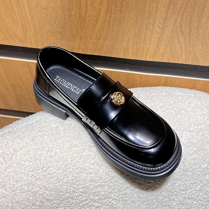 

Luxury Women Leather Shoe Classic Platform Loafers Exquisite Rabbit Hair Warm Winter Shoe for Woman Designer Shoes Zapatos Mujer