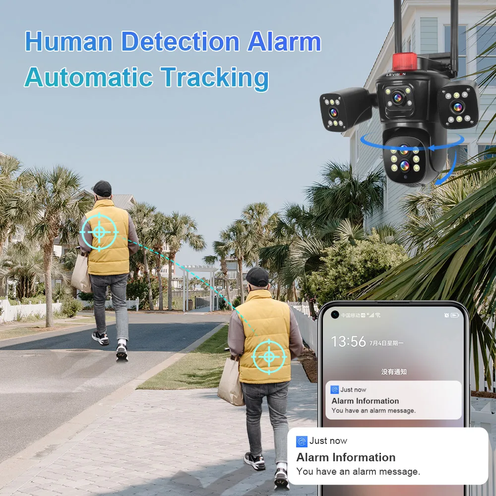 Imagem -06 - Vision 20mp Câmera de Vigilância Wi-fi 10x Zoom Telas Câmeras de Segurança sem Fio ao ar Livre 10k Detecção Humana de Rastreamento Automático ls