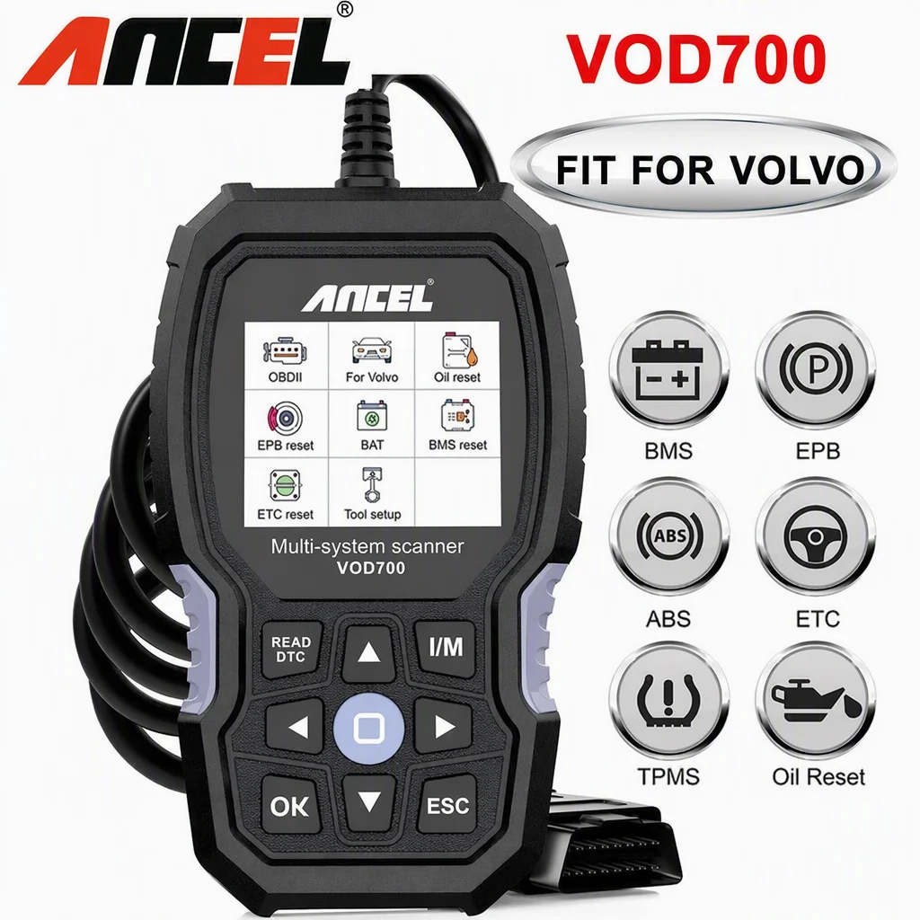 OBD2-Scanner passend für Volvo, vollständiges System-Diagnosegerät, Reset-Servicefunktionen, Öl, EPB, BMS, TPMS, DPF, ABS, Entlüftung, OBDII-Codeleser