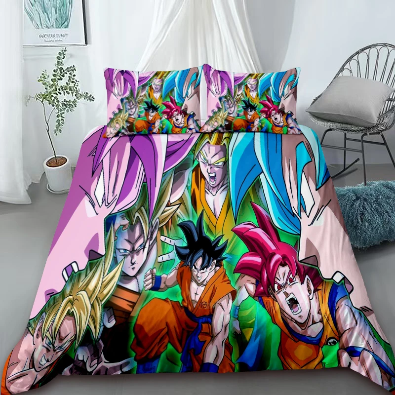 

Duvet Cover Anime 3D Dragon-Ball Anime Bedding Set,Duvet Comforter Quilt Cover Set Super Saiyan Bedding Set Child Gift