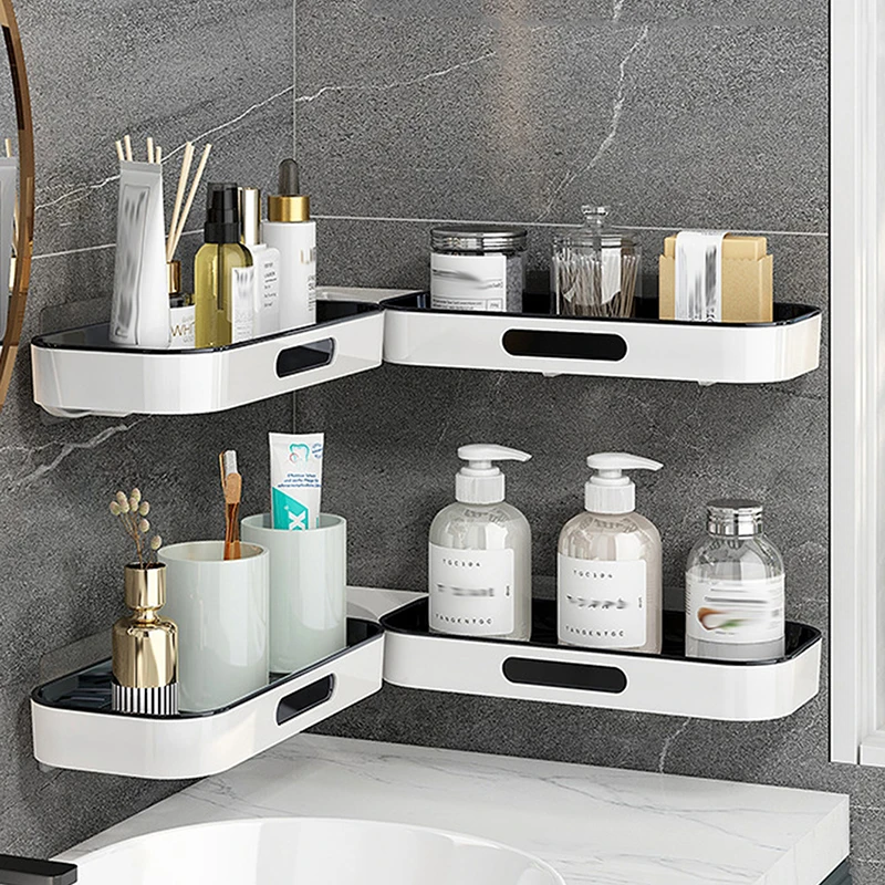 

New Punch-free Bathroom Kitchen Storage Rack Washbasin Rotating Rack Makeup Storage Rack Kitchen Wall Hanging Wall Tripod