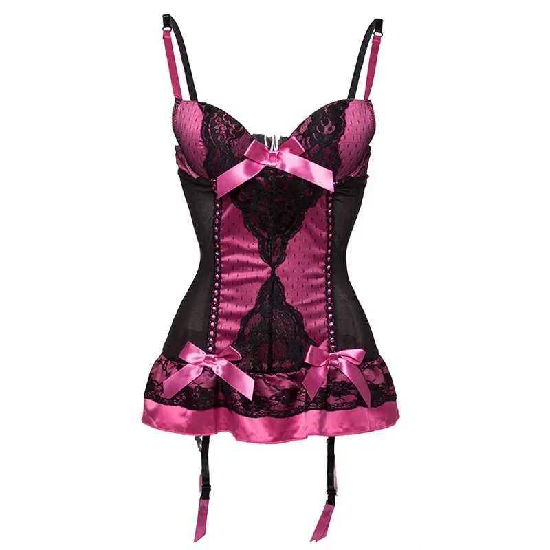 Sexy Corset With Cup Straps See Through Breathable Fabric Gothic High Elasticity Overbust Lingerie Bustier Top Women Plus Size