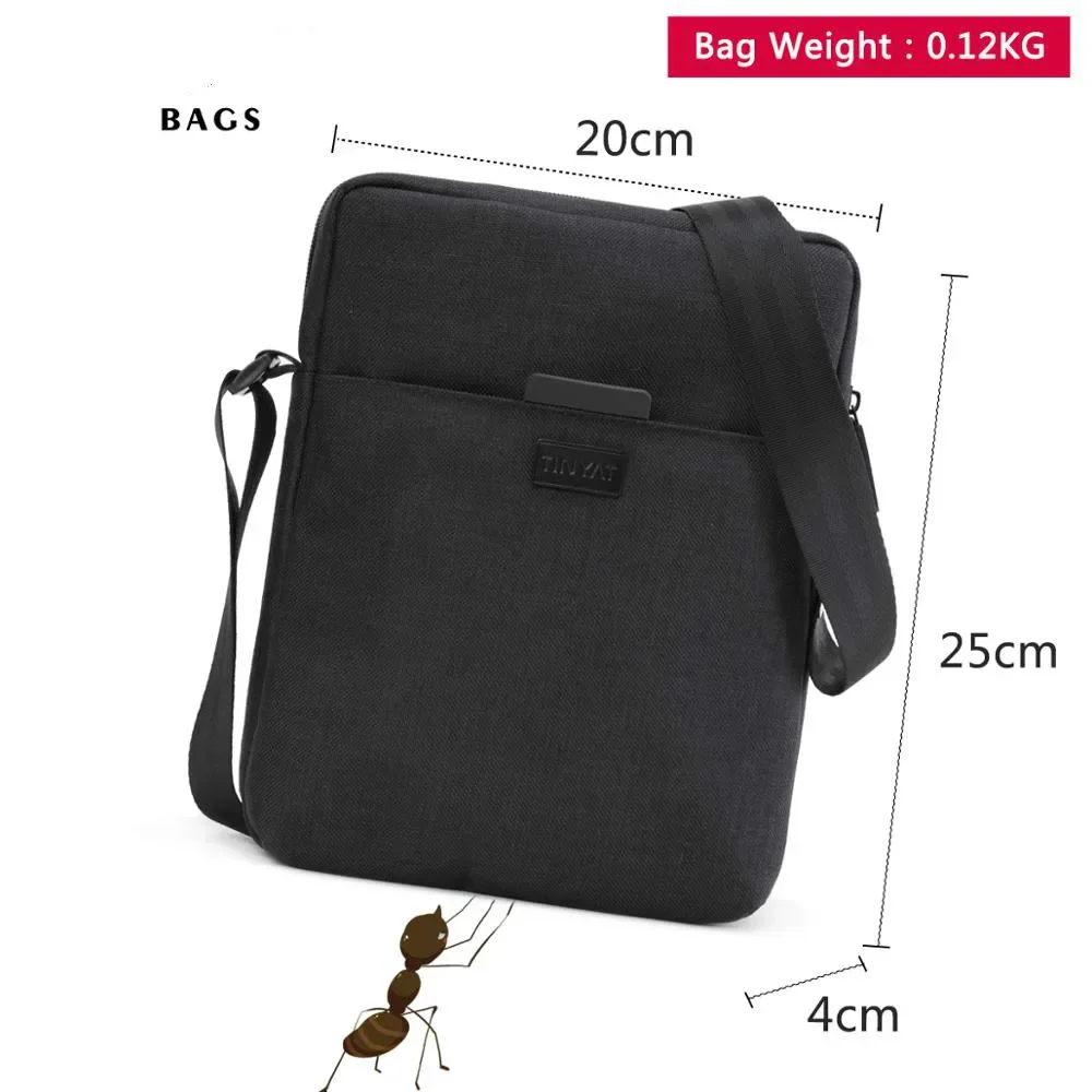 Sacos dos homens Light Canvas Shoulder Bag para 7.9 \'Ipad Casual Crossbody Bags Impermeável Business Shoulder Bag para Homens