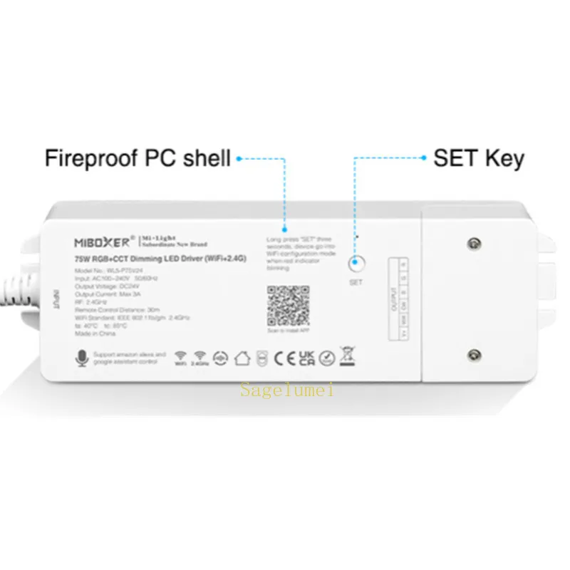 MiBoxer WL5-P75V24 RGB+CCT Dimming LED Driver WiFi+2.4G Built-in Power Adapter AC100V~240V To DC24V 75W Support Multiple Control