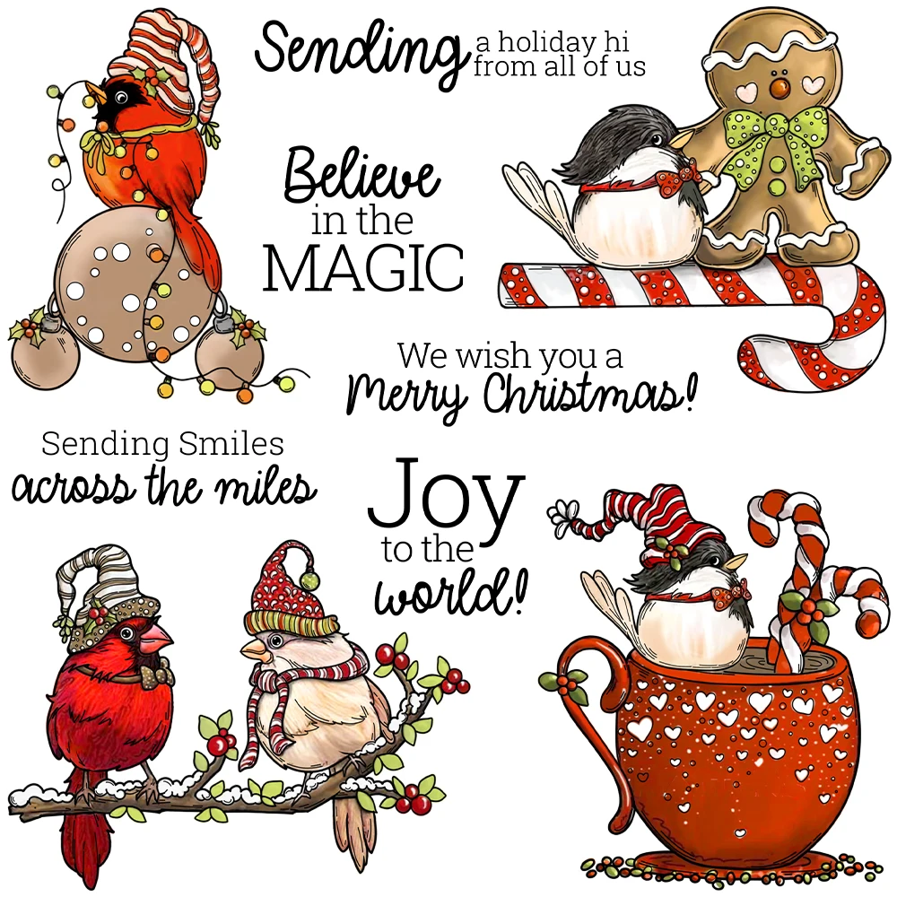 Mangocraft Christmas Bird Gnome In Cup Wycinanie matryc Przezroczysty stempel DIY Scrapbooking Metalowe matryce Silikonowy stempel do kart Album