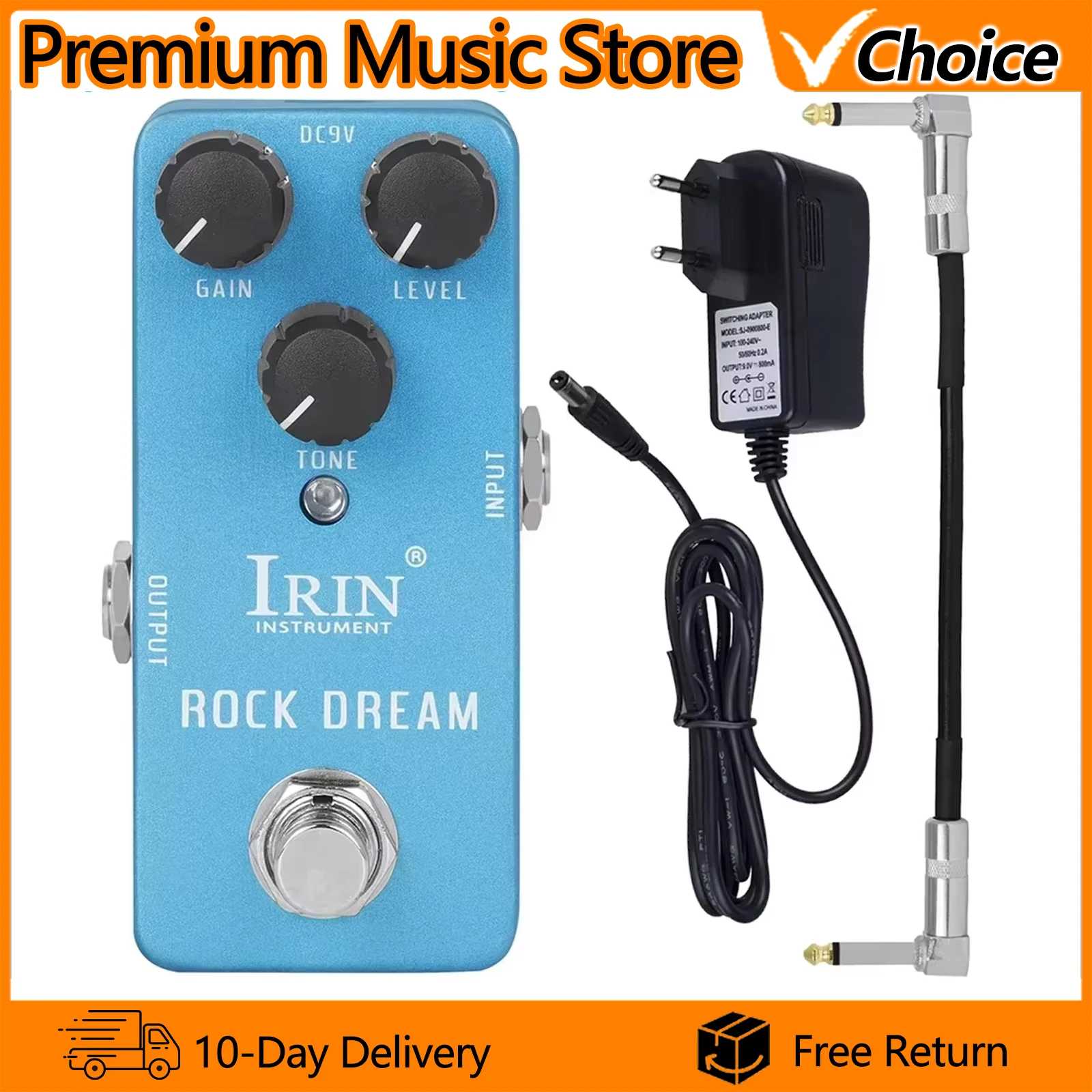 RS-03 Rock Dream Classic Rock Distortion Pedal Amp-Like Vintage Overdrive with Presence/Tone Controls True Bypass Mini Stompbox