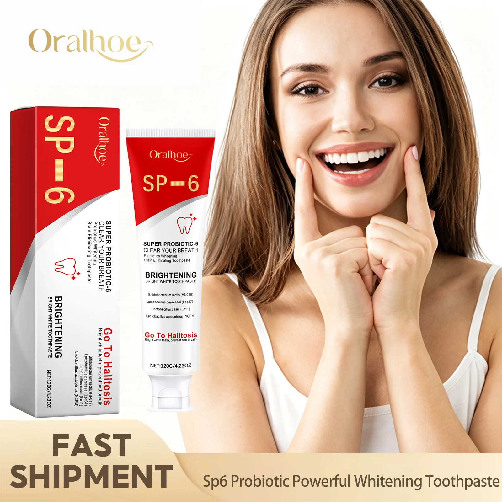 Sp6 Probiotic Powerful Whitening Toothpaste Remove Yellow Smoke Stains Protect Tooth Enamel Fresh Breath Gentle Oral Care 120g