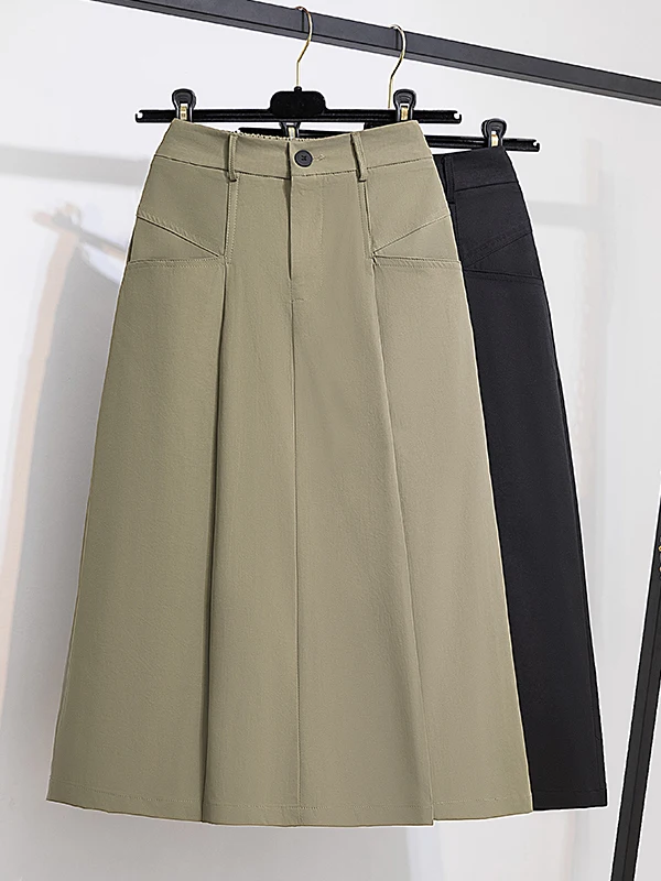 

Юбка А-силуэта больших размеров с завышенной талией, стройнящая, свободная, женская, весна-лето, классическая, миди, художественная, элегантная