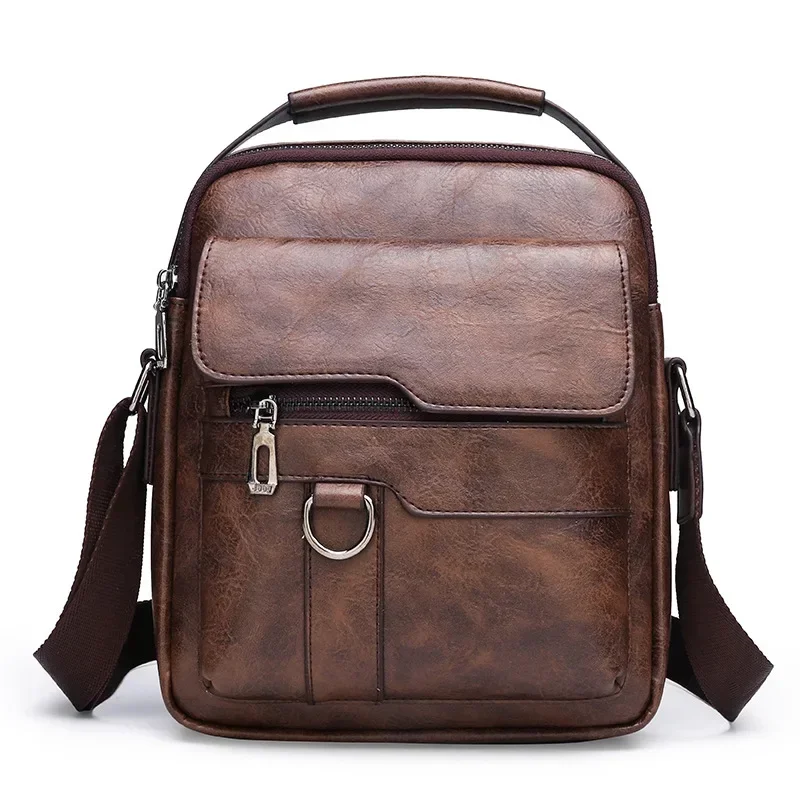 New Vintage Men Crossbody Bag Leather Shoulder Bag for Men Handbags 2024 Brown Black Business Messenger Bag