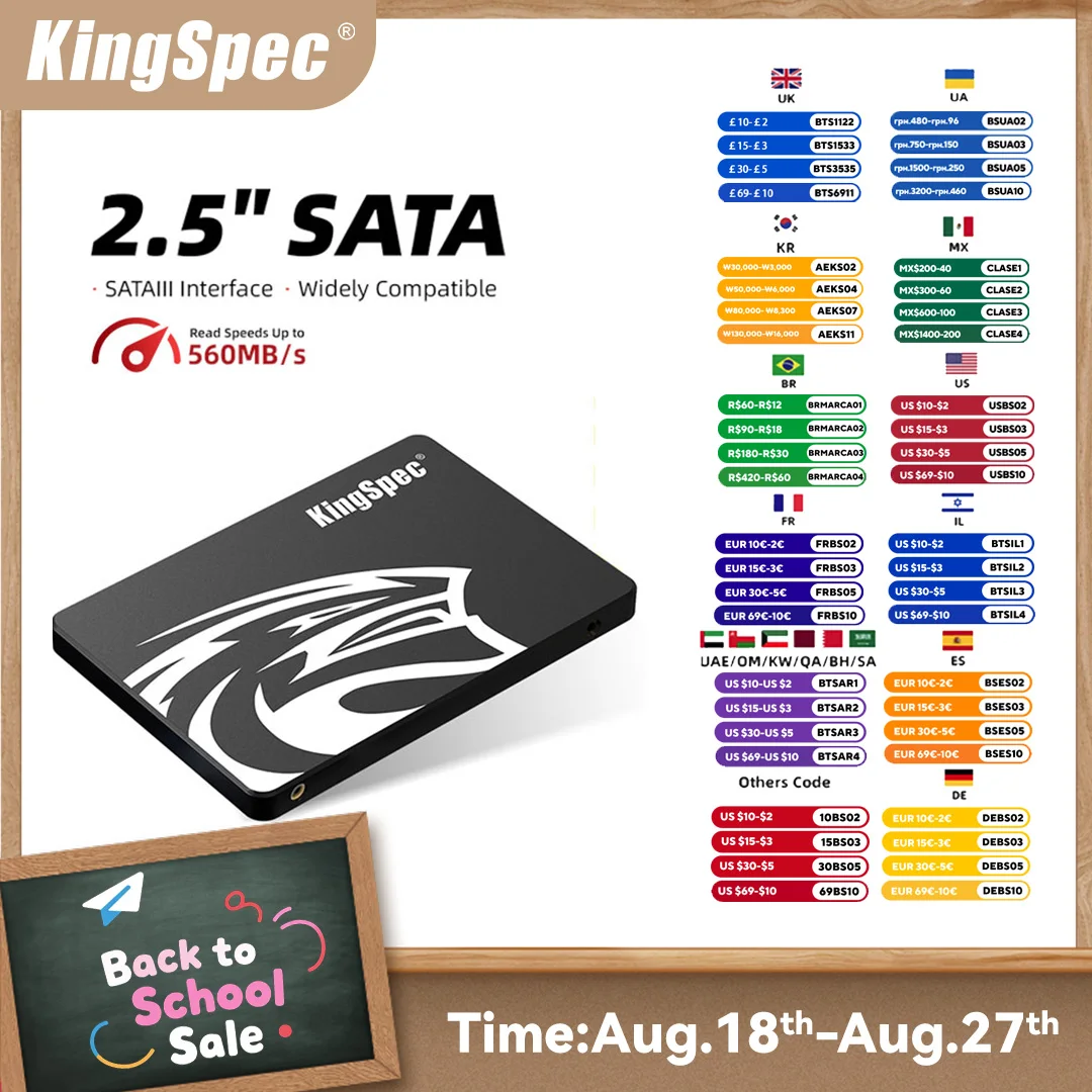 KingSpec SSD 120G 240 ГБ 256 ГБ 512 ГБ 1 ТБ HDD 2
