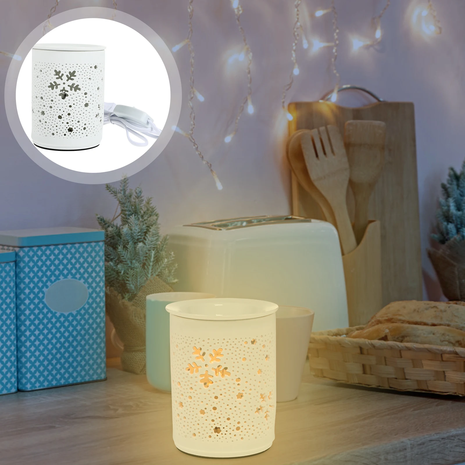 

Electric Aromatherapy Lamp Hollow Fragrance Burner Air Freshener Night Light Decorative Elegant Plug-In Practical for Christmas
