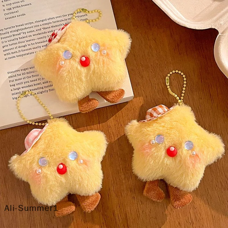 【E】Simpatico cartone animato peluche spremitura stella ciondolo portachiavi fascino portachiavi auto zaino borsa ciondolo decorazione accessori regali