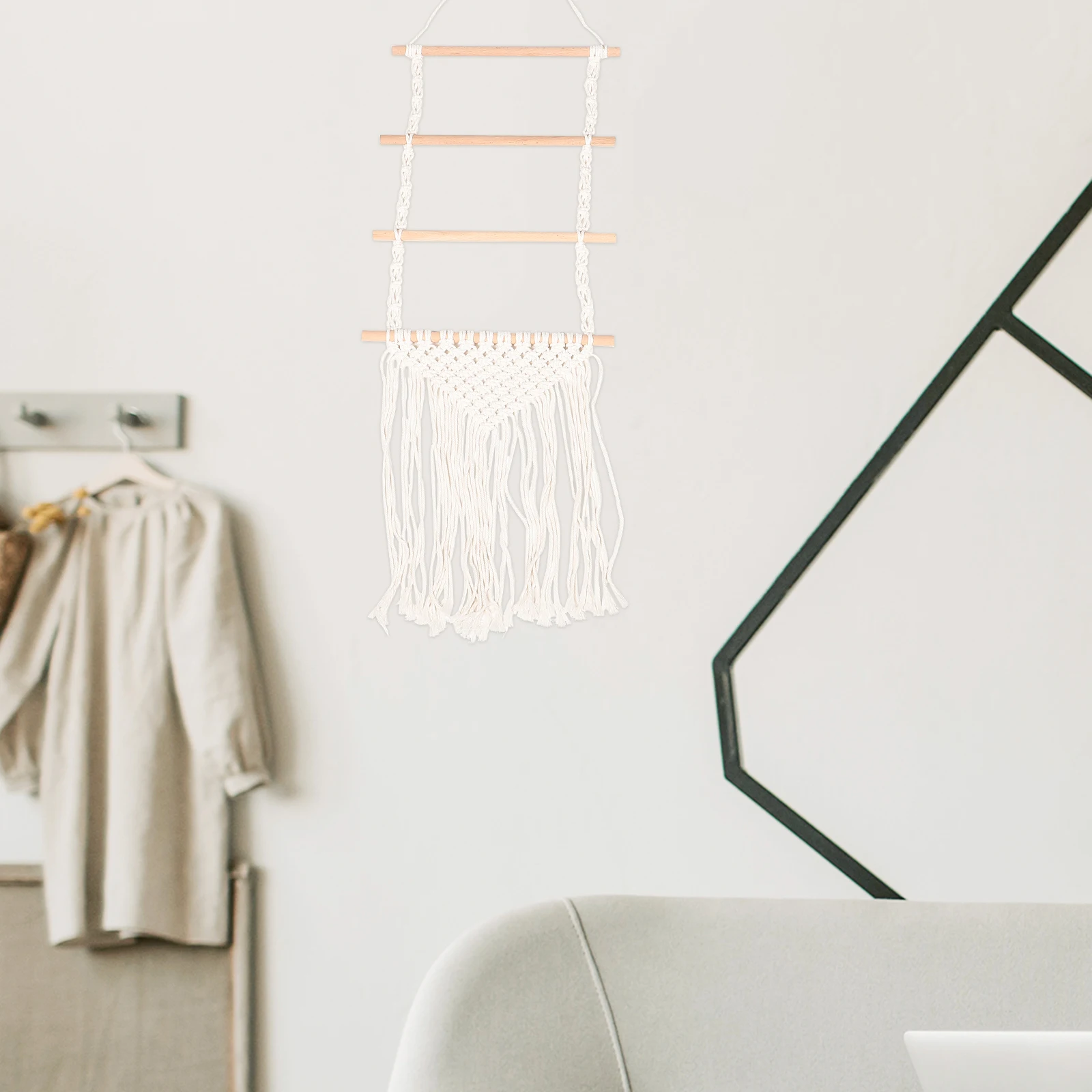 

Bohemian Woven Macrame Wall Hanging Organizer Hair Clips Storage Rack Tassel Decorative Tapestry Shelf Home Bedroom Room