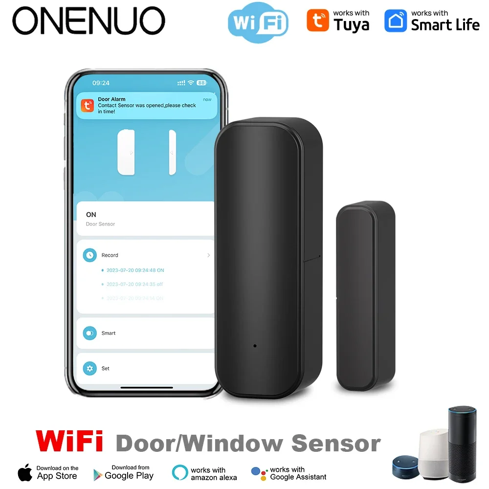 Capteur de porte fenêtre WiFi ou ZigBee, pour maison intelligente, sans fil, détecteur d'ouverture e