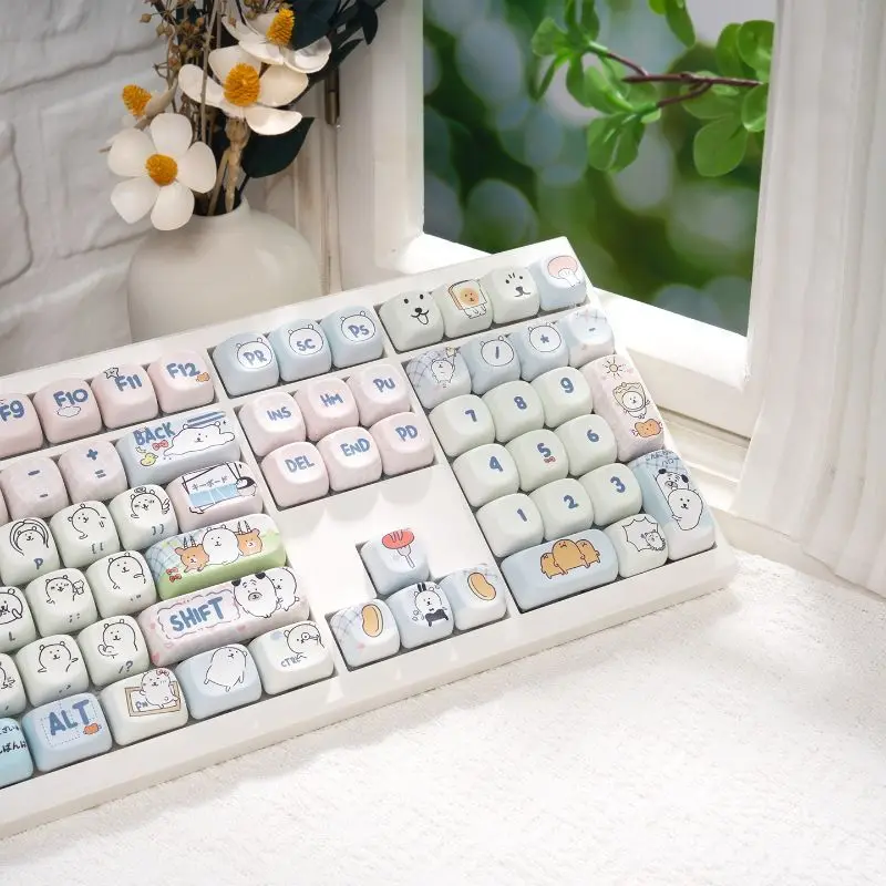 Cute Girly MOA Joke Bear PBT Dye Sub Keycaps Fit HI75 68 87 98 108 Mechanical Keyboard Cartoon Kawaii Lovely 2026 Birthday Gift view 2