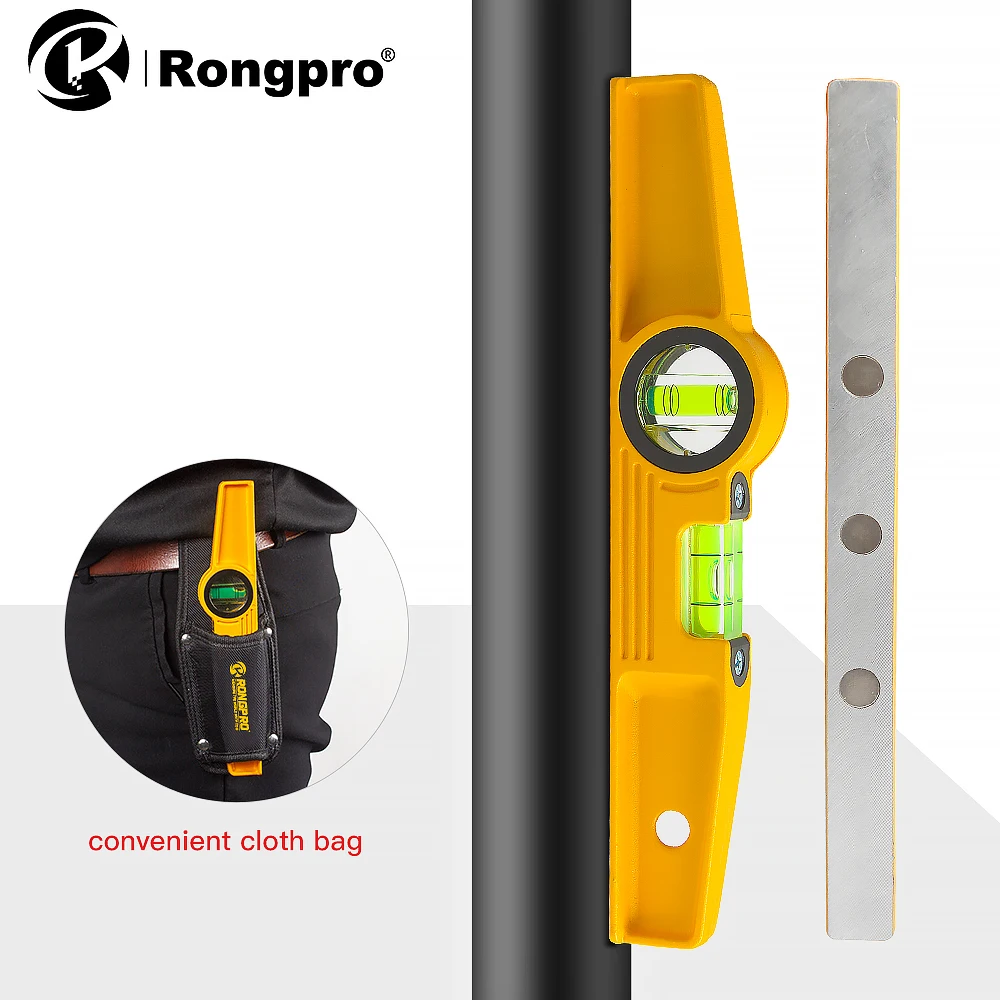 Rongpro Portable Magnetic Spirit Level High Precision Aluminum Construction Tool Measurement Bubble Level Gauge With cloth bag