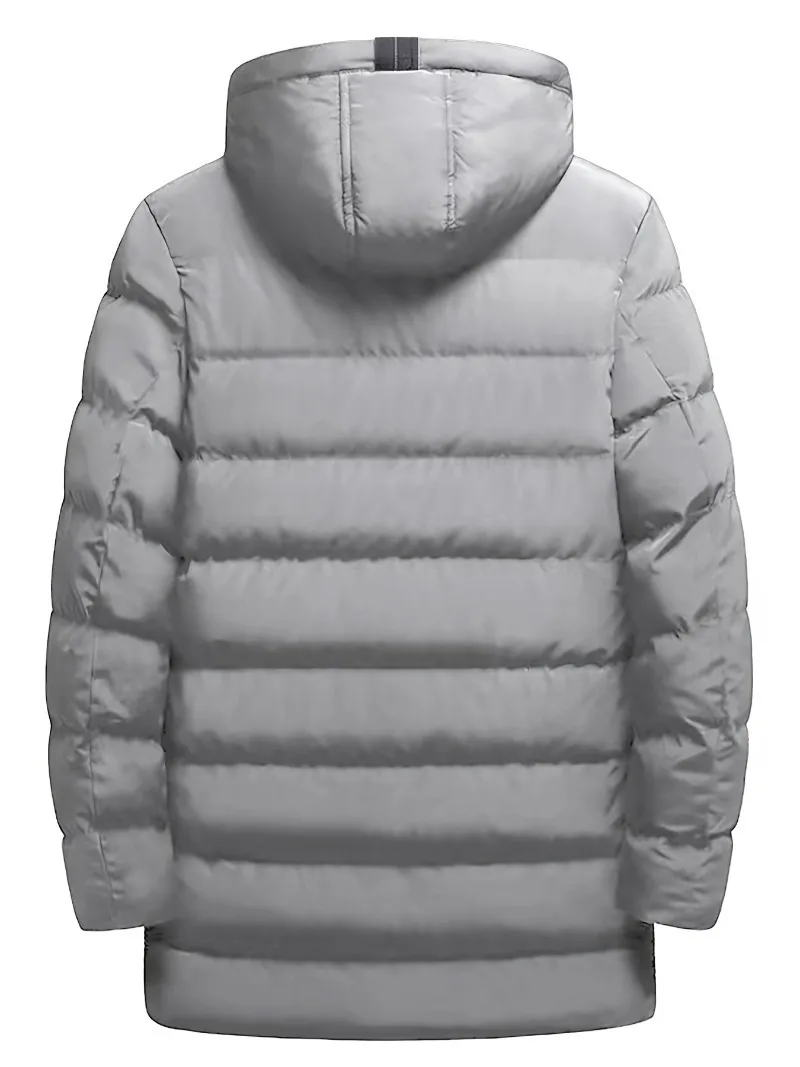 سترات شتوية للرجال بغطاء للرأس بسحاب كامل مبطنة - معطف مقاوم للرياح مع سحاب كامل الطول - ملابس خارجية للطقس البارد للتزلج