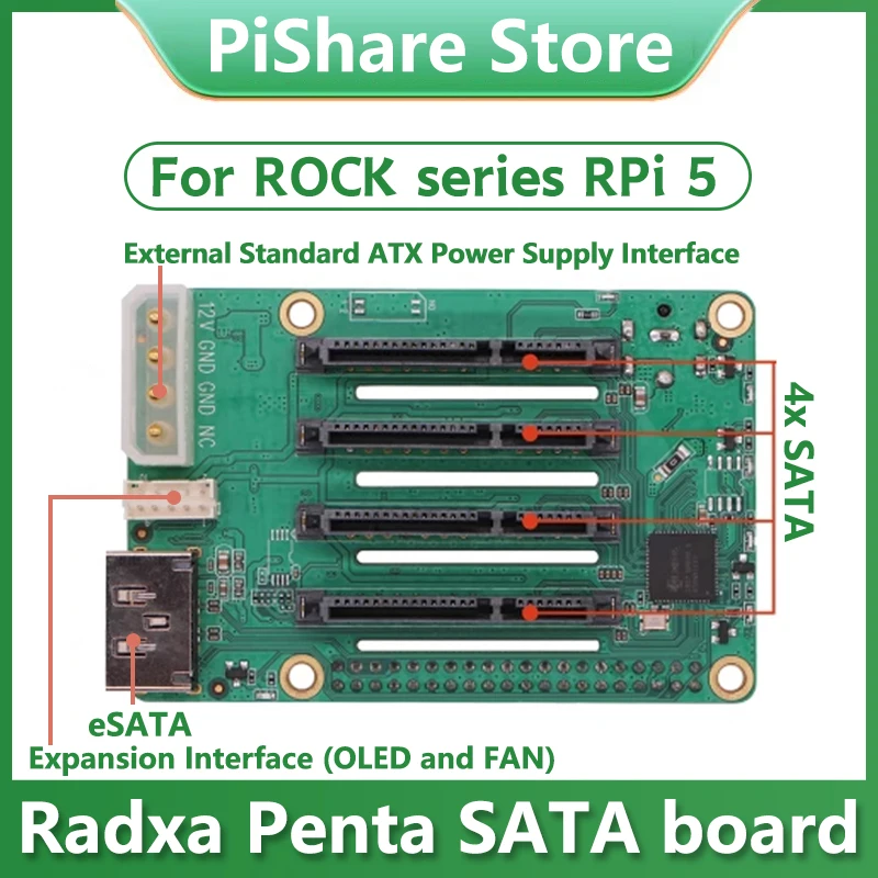 

Шляпа SATA Radxa Penta для Raspberry Pi 5 Pi5