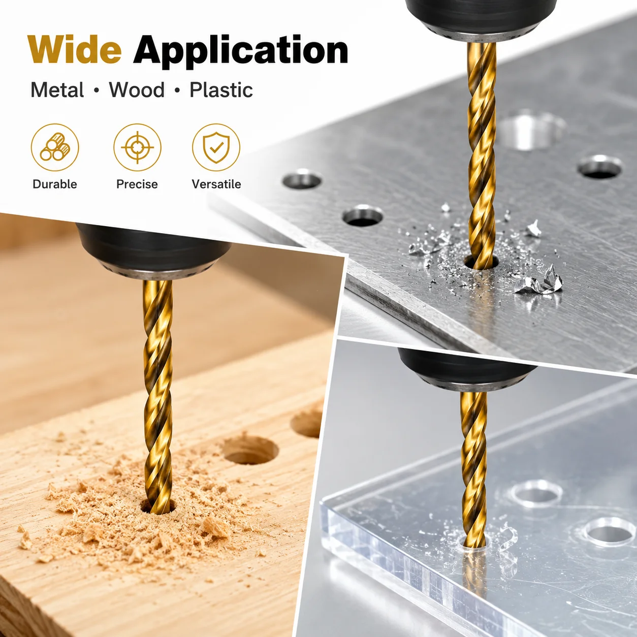 12Pcs Titanium Coated Twist Drill Bit Set 1‑6mm Hex Shank High Precision Drill Bits for Metal Wood Plastic Drilling