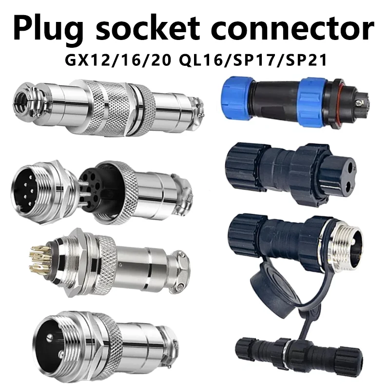 

SP17 SP21 QL16 GX16 GX12 GX20 2/3/4/5/6/7/8/9/10Pin Male Female Circular Docking type Aviation Connector Plug Panel Connector