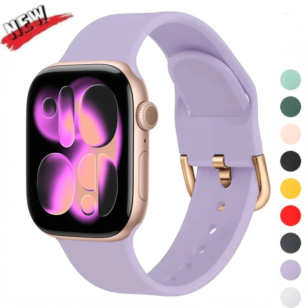 Silicone band For Apple Watch 10/11 42/46mm 9 8 7 45/41mm Ultra/2/3 49mm Bracelet strap iWatch 6 5 4 SE/3 44/42mm 40mm 38mm Belt