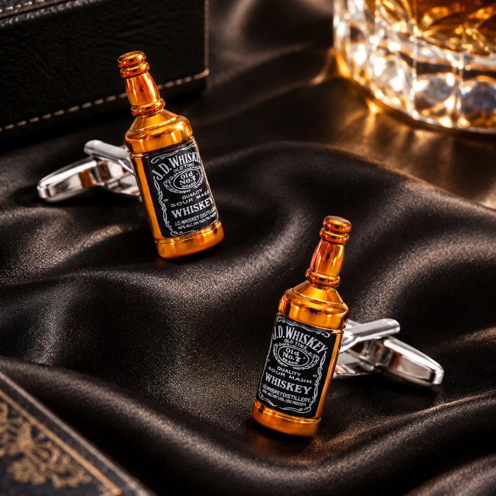 Novelty Mini Wine Bottle Cufflinks for Men Metal French Shirt Cuff Links Unique Beverage Bottle Design Suit Accessories Business