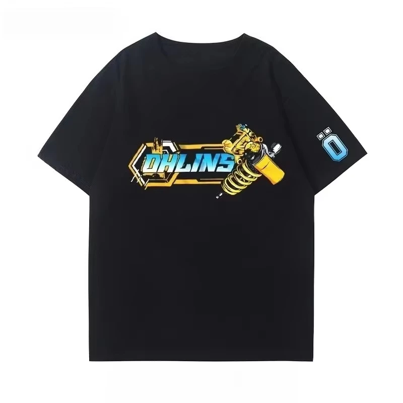 OHLINS Motorcycle Shock Absorber Modified T-shirt Cotton Casual Trendy Brand Men's Clothing Women's Car Club Summer T Shirt