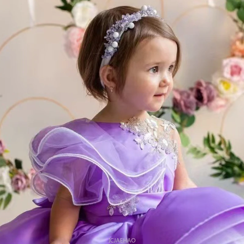 

Wed Dress 2025Vestido New Baby Kids Flower Girl Wedding Gown Children Party Outfit Girl First Birthday Princess DresseCostume