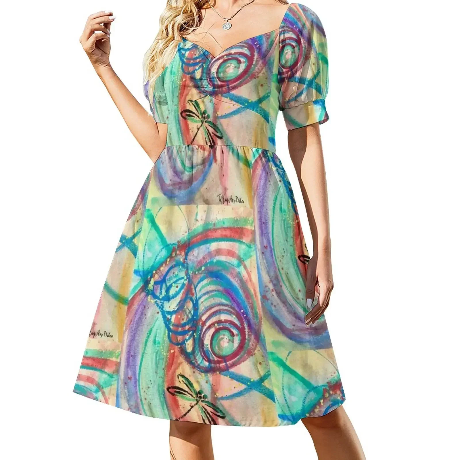 Dragonfly Spiraling Sleeveless Dress birthday dresses for women Women's summer suit Dress