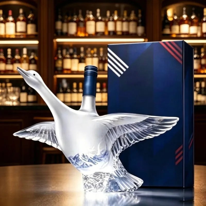 スワンデカンター-ホウケイ酸ガラス製デカンター-クリエイティブな造形ガラス-ウイスキーボトルオーナメント