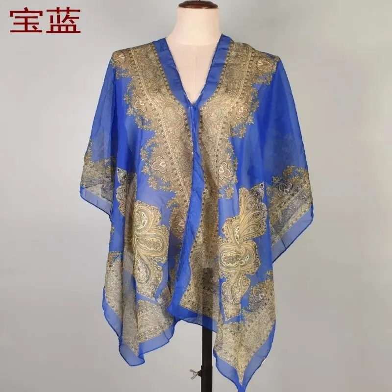 2024 Summer New Retro Cashew Flower Chiffon Sunscreen Shawl Available in Multiple Colors