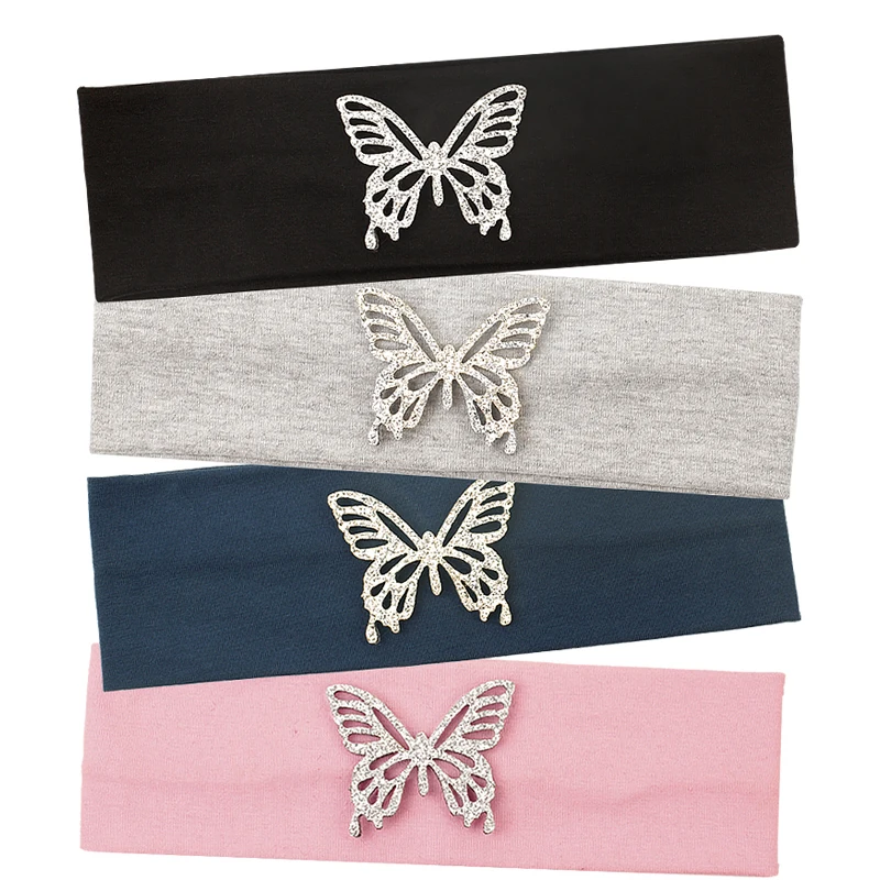 Baby Girls Butterfly Cotton Headbands Casual Fashion Soft Elastic Headwear Girls Kids Childs Hair Accessories Toddler Hair Bands