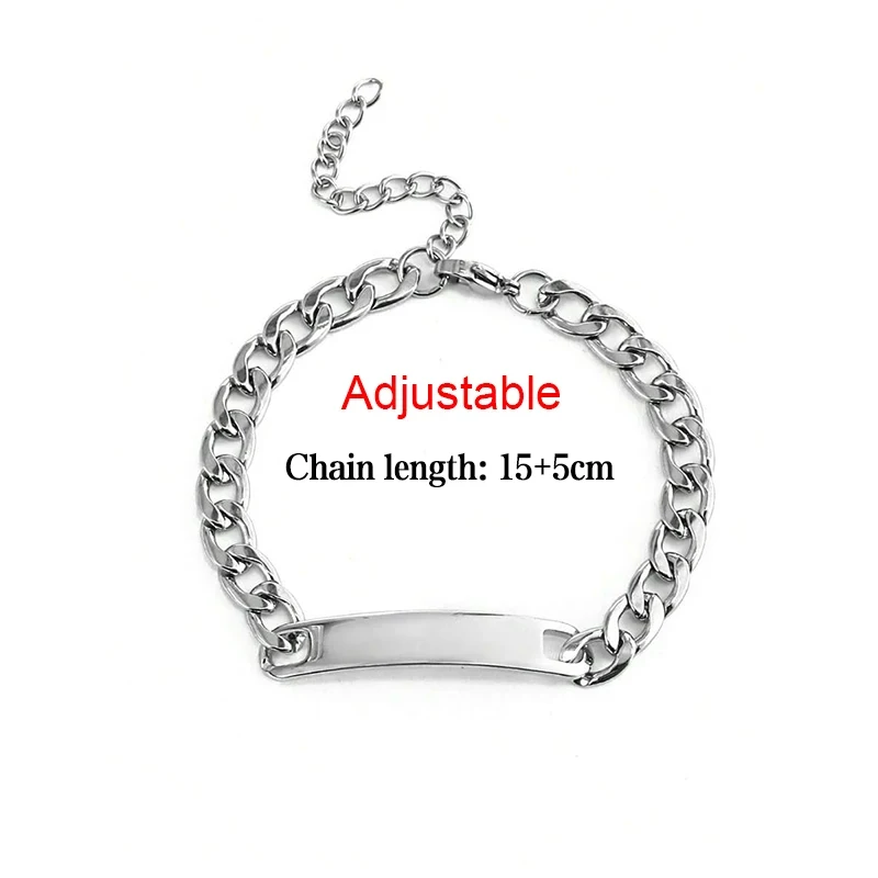 Stainless Steel Personalized Name Bracelets and Bangles for Man Woman Custom Nameplate Date DIY Bracelet Jewelry Birthday Gift - view 4