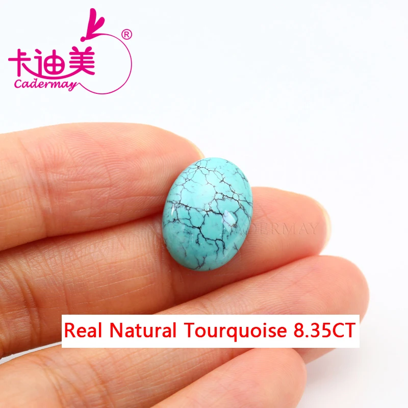 

CADERMAY Oval Shape Cab Cut 100% Natural Blue Tourquoise Loose Stone With GTC Certificate Beads For Fine Jewelry Making