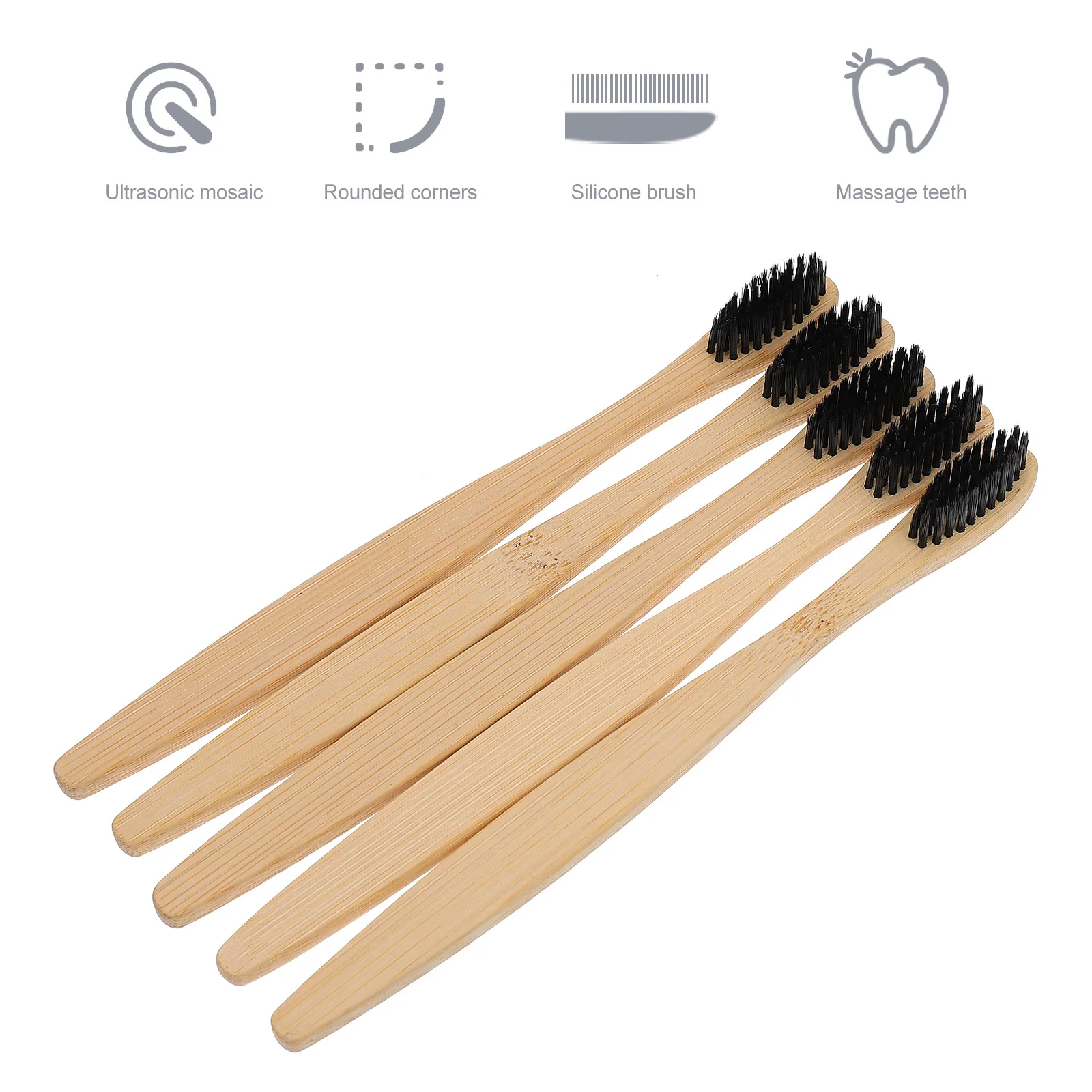 

10pcs Bamboo Charcoal Toothbrushes Wooden Handle Nylon Bristles al Health Plaque Removal Adult Tooth Brushes Travel Family