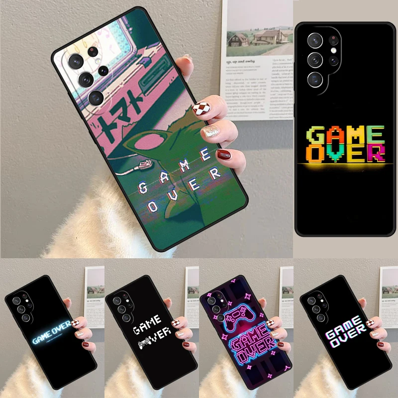 Neon Game Over Pixel Silicone Phone Case For Samsung Galaxy note 10 pro S26 S25 S24 S23 S22 S21 Plus S25Ultra Capa Cover