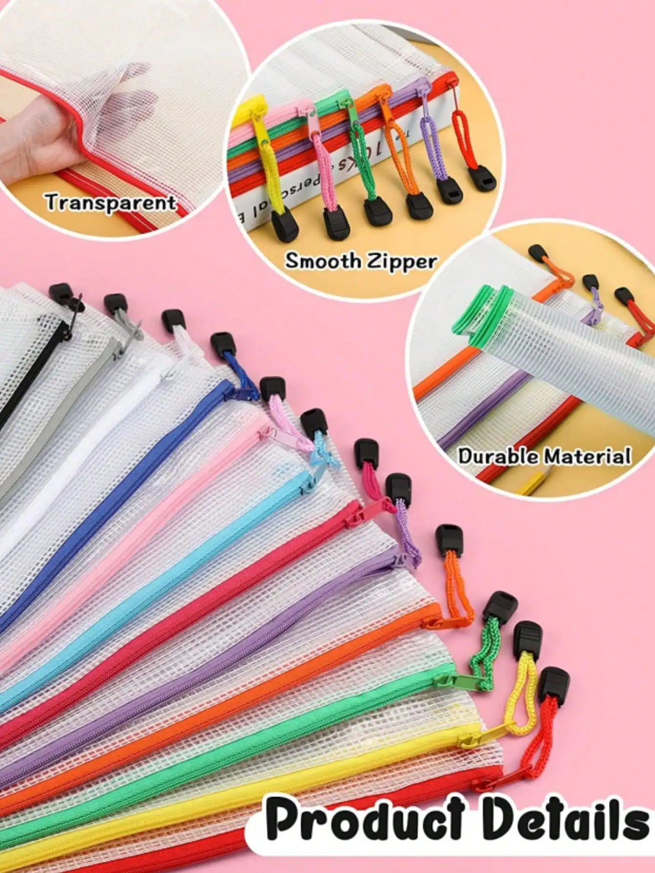 Multi-Functional A4 Zipper File Bag Set - 24/12/8/1pcs Colorful Waterproof Toy Cosmetic Storage Bags for Paper Organization