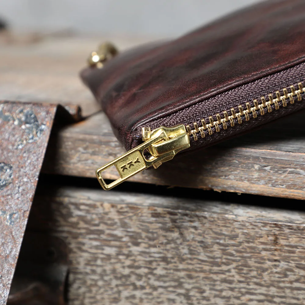 S.WORKER Vollnarbenleder Vintage-Kartenhalter Retro Mini-Münzbörse Tragbare Tasche Kurze Geldbörse – Detail 7