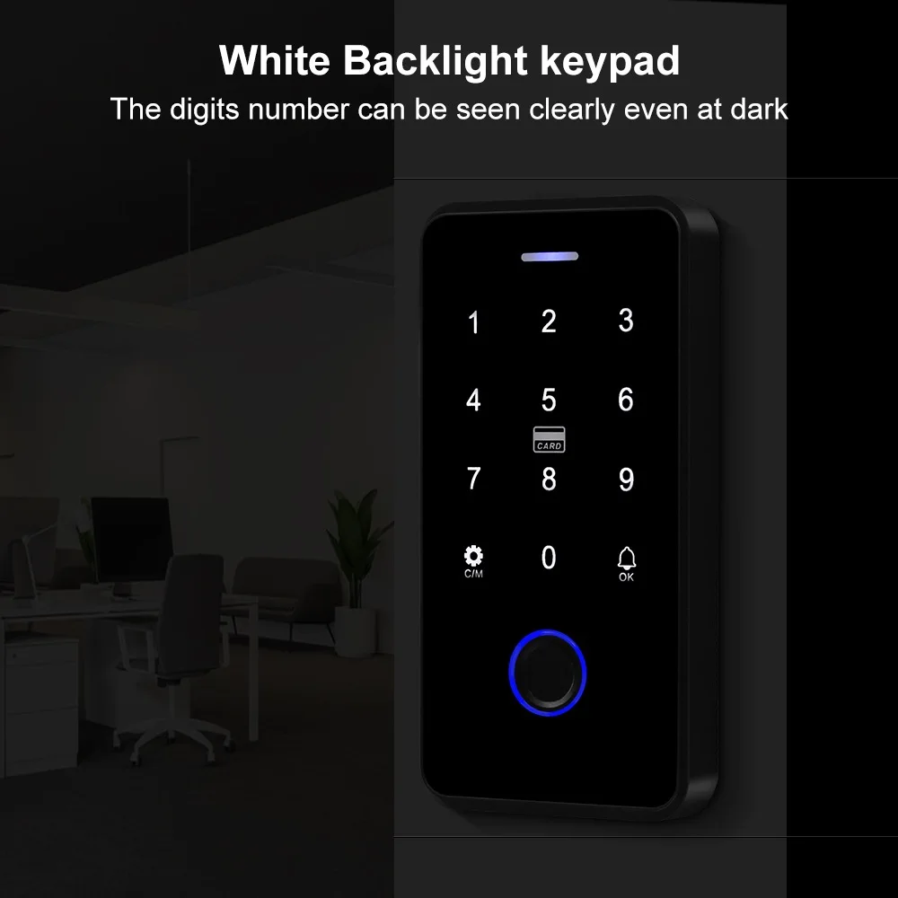 NFC Bluetooth Tuya APP Fingerprint Access Control System Waterproof RFID Keypad 13.56MHz with Magnetic Door Lock Switch Full Set