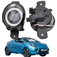 2Pieces Car Angel Eye Fog Light Assembly LED Lens Fog Daytime Driving Lamp DRL 12V H11 For Renault Wind Convertible 2010-2015