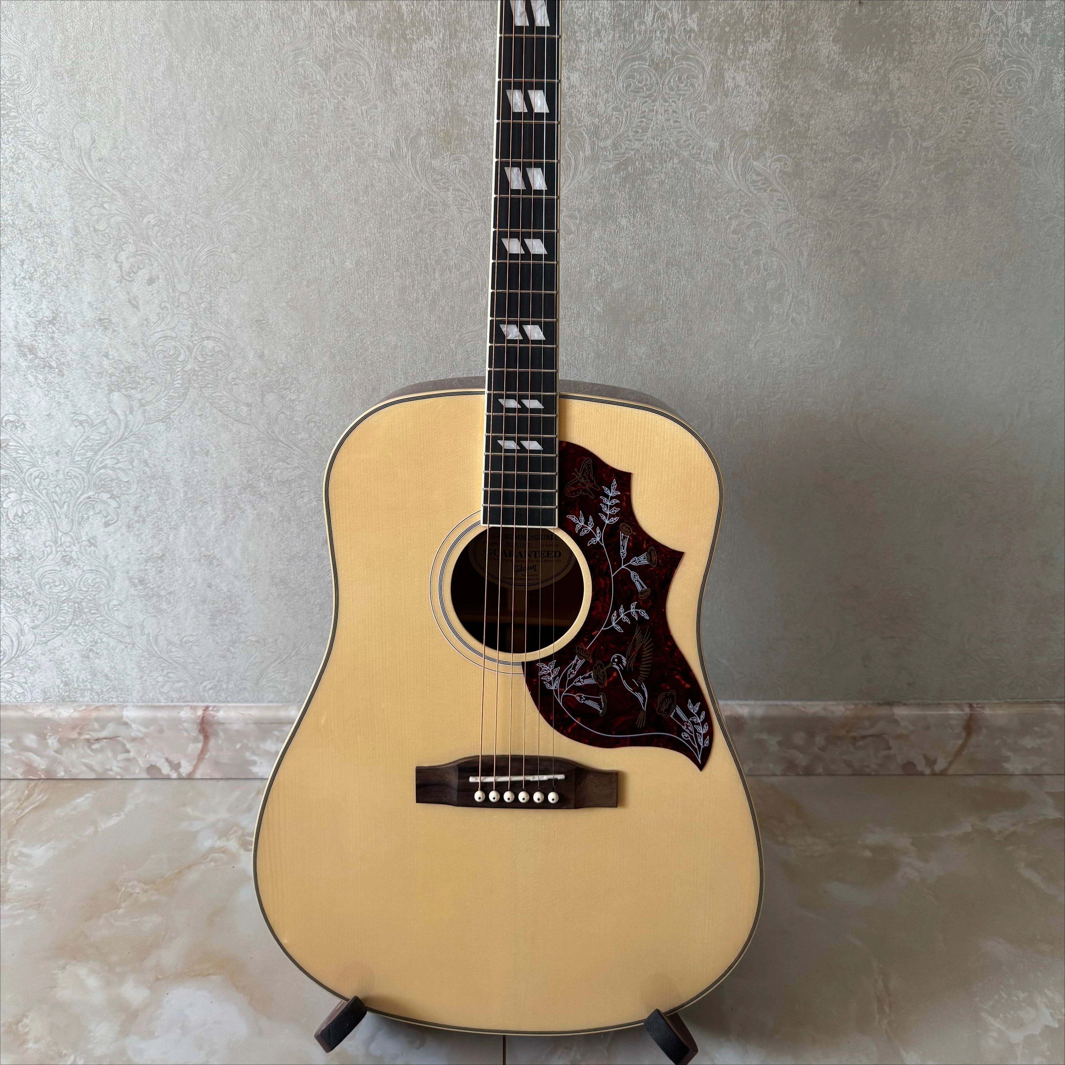 

Free Shipping Hot Sale Hummingbird Series Glossy Rosewood Neck Solid Top Acoustic Guitar