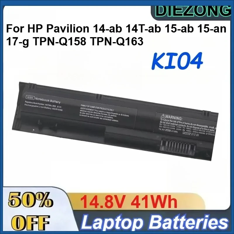 14.8V 41Wh KI04 Lithium-ion Battery for HP Pavilion 14-ab 14T-ab 15-ab 15-an 17-g TPN-Q158 TPN-Q163 Laptop Batteries