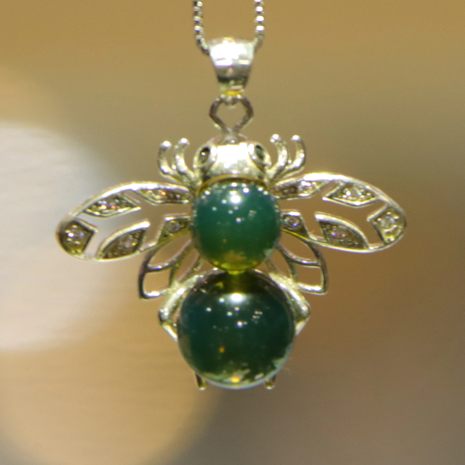 

925 Sterling Silver Natural Blue Amber Mexican Bee Pendant with 8mm and 9mm Round Beads Handmade Jewelry Gift