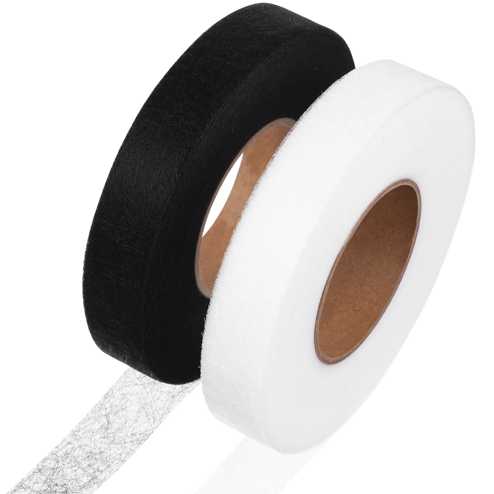 

2 Rolls Double Sided Tape 2cmx70yd Black White Adhesive Hemming Fabric No Sew Iron On Hem Tape For Clothes Curtain